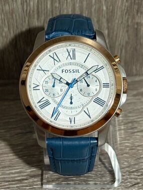 Blue Fossil Grant Chronograph Men’s Watch With New Battery